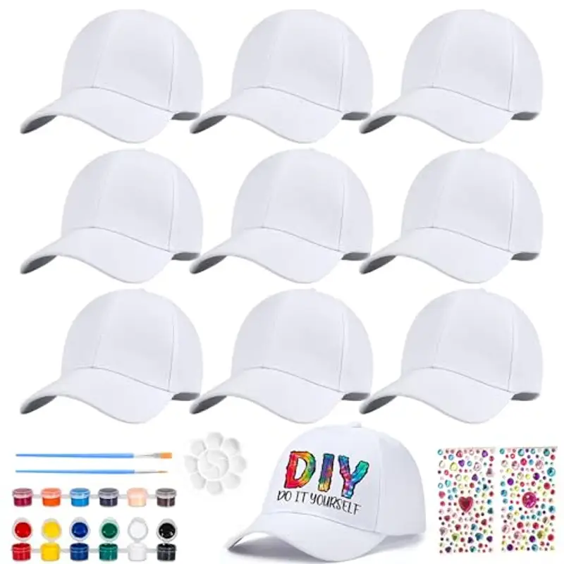 LXWINNER 10 Pezzi berretto graffiti, berretto da dipingere per bambini, berretto da baseball fai da te, berretto da baseball per