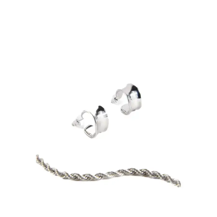 24 Colours Orecchini a cerchio in alluminio donna Argenté