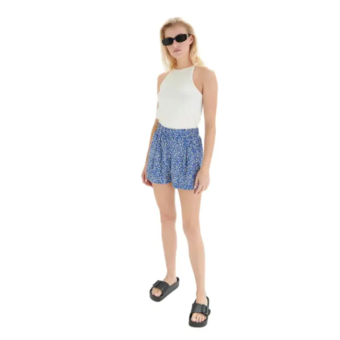24 Colours Short a fiori donna Bleu