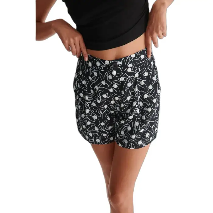 24 Colours Short a fiori donna Noir