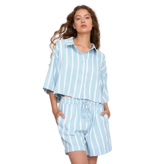 24 Colours Short a righe donna Bleu