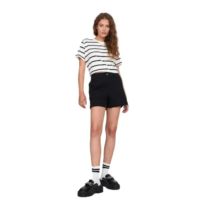 24 Colours Short in cotone con tasche donna Noir