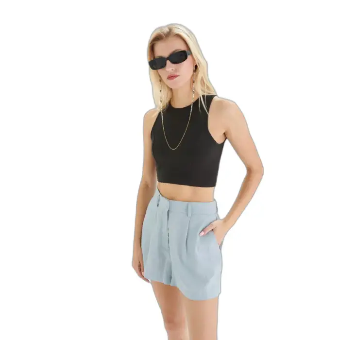 24 Colours Shorts a vita alta Bleu