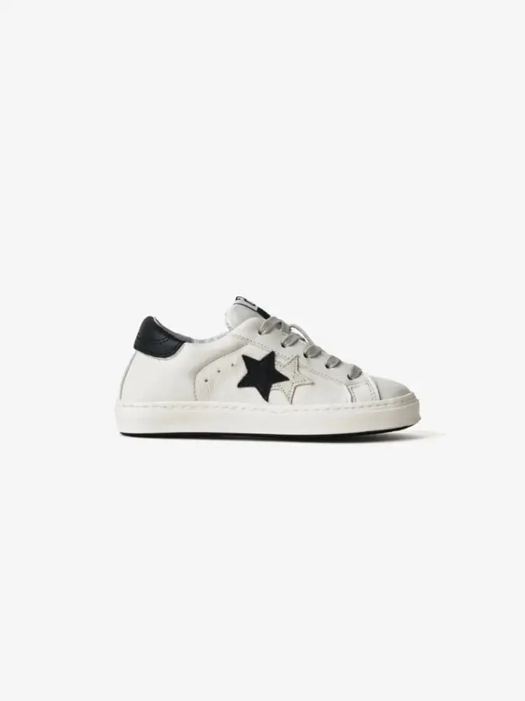 2stars scarpe bianche bambina con dettagli neri