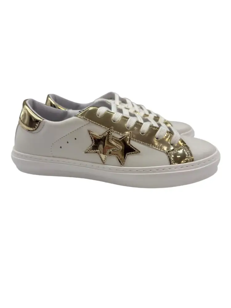 2stars scarpe bianche donna con dettagli oro