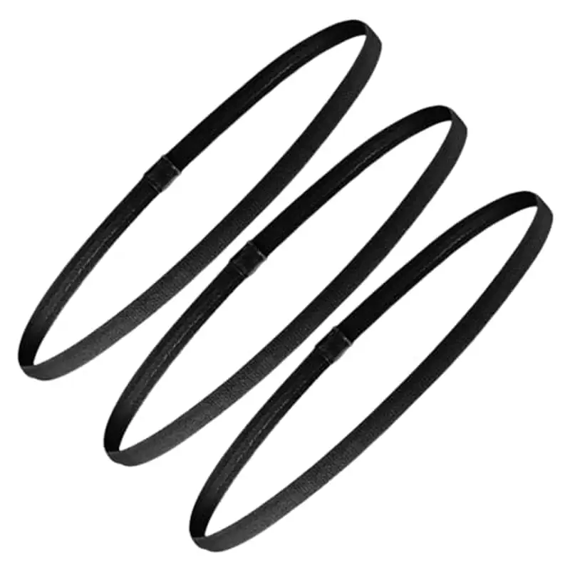 DaiUni 3 Pezzi Sportiva Fascia Capelli, Fascia Capelli Uomo, Fascia Elastico Capelli, Antiscivolo, Sottile, Nero?Uomo e Donna per Sport