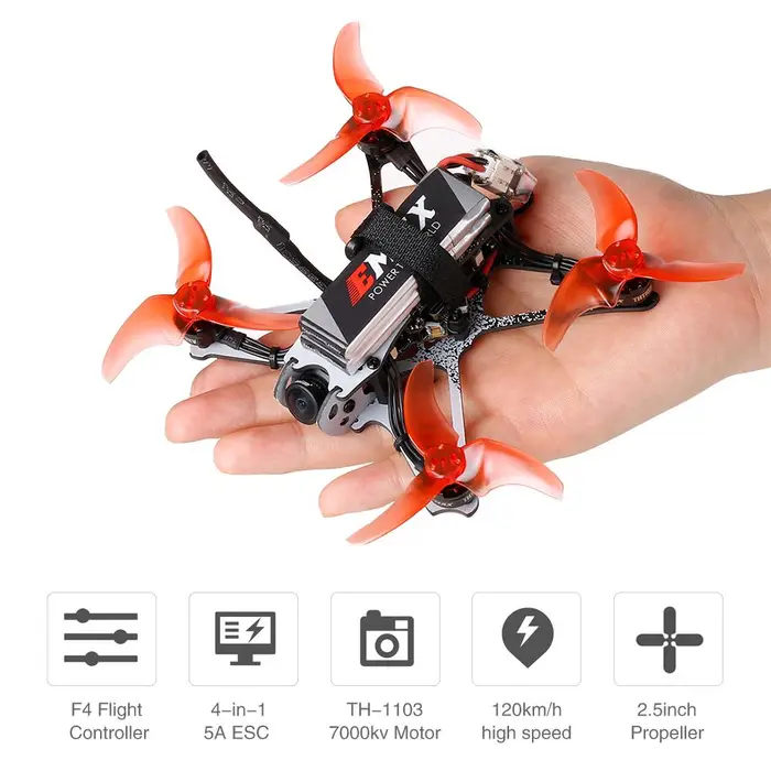 3d printing machine EMAX Tinyhawk II Racing Drone FPV Drone 120 km/h F4 5A ESC Motore senza spazzole 7000KV RunCam Nano2 nero