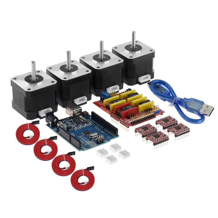 3d printing machine Scheda di espansione CNC Shield V3 0 Scheda R3 4 * A4988 Driver 4 * 4401 Kit motore passo-passo con dissipatore di