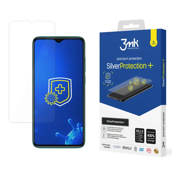 3MK Pellicola di protezione antimicrobica Xiaomi Redmi Note 8 Pro SilverProtection+ Blanc