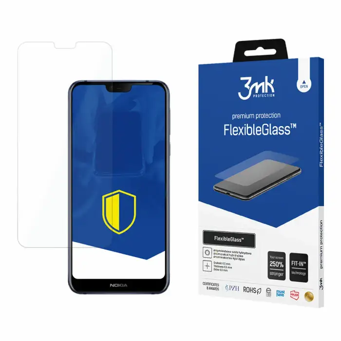 3MK Vetro ibrido Nokia 7 1 - FlexibeGlass™ Blanc