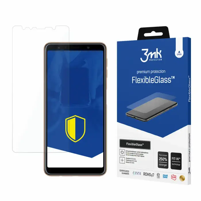 3MK Vetro ibrido Samsung Galaxy A7 2018 - FlexibeGlass™ Blanc