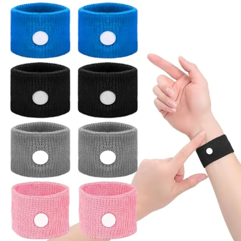 DULFAX 4 Paia Braccialetti Antinausea, Anti Nausea Digitopressione, Braccialetti Mal di Mare Bambini, Digitopressione Bracciale Anti-Nausea