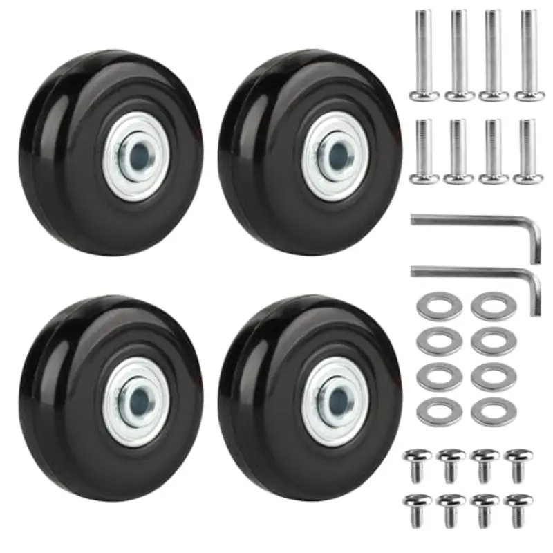 MUZHUPGUZ 4 Pezzi Ruote di Ricambio per Valigie, Ruote per Valigia, 50x18mm Ruote Valigia Ricambio, Valigia Ruote di Ricambio di
