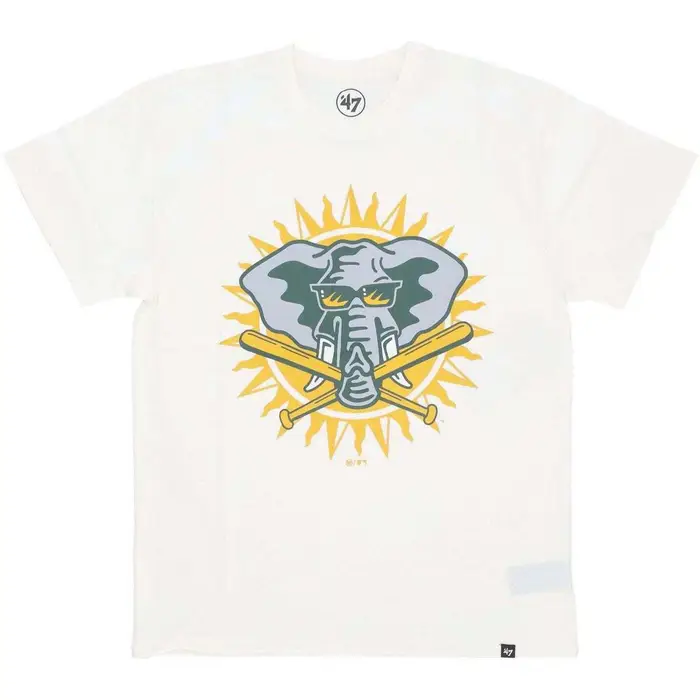 T-shirt 47 Brand Maglietta Uomo Mlb Imprint Drop Shoulder Tee Oakath Sandstone Multicolore