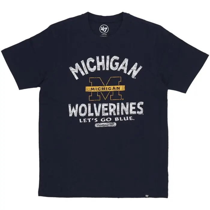 T-shirt 47 Brand Maglietta Uomo Ncaa Imprint Echo Tee Micwol Fall Navy Multicolore