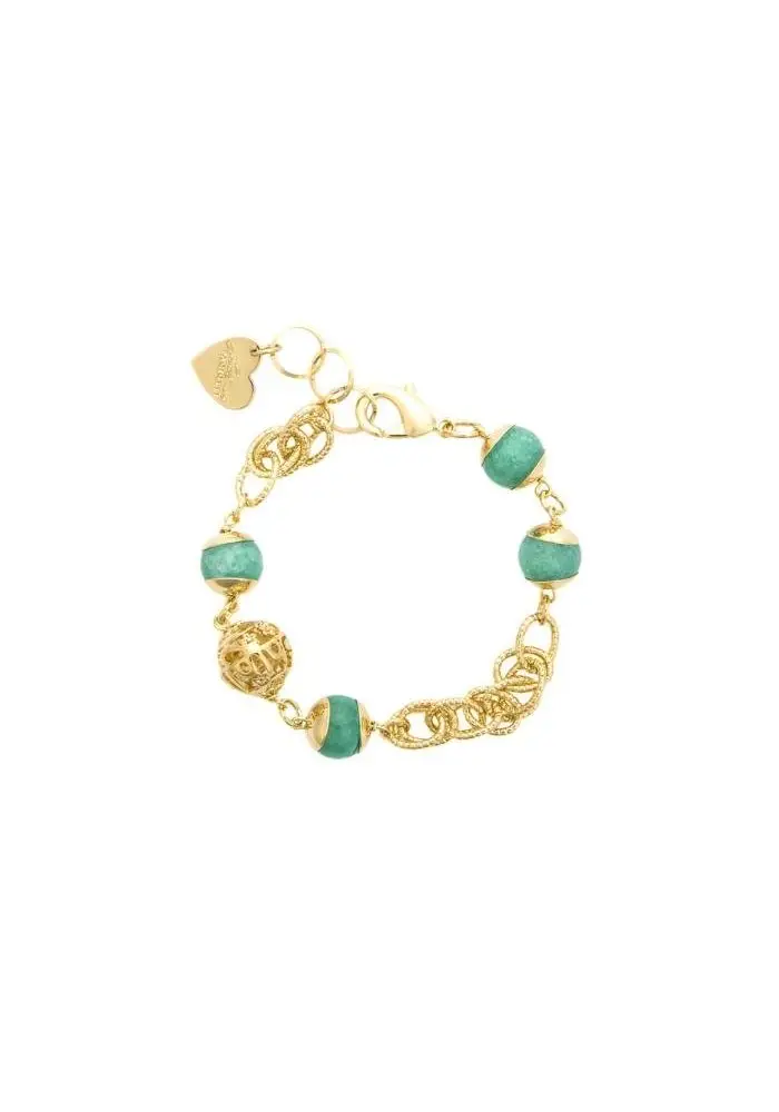 4US Cesare Paciotti Bracciale In Ottone E Giada