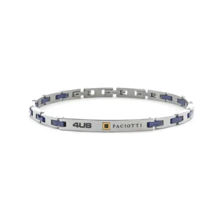 4US Cesare Paciotti Bracciale Paciotti 4Us In Acciaio Con Ceramica Blu E Oro