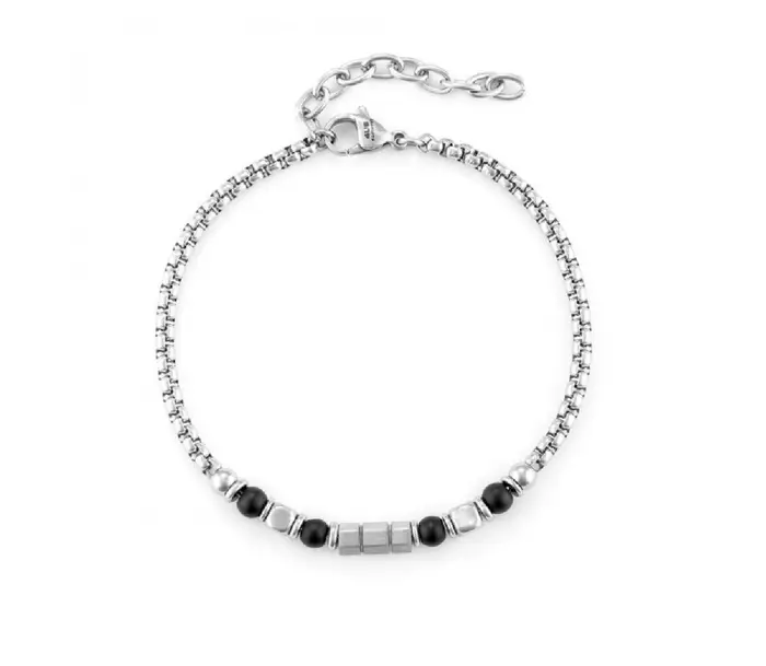 4US Cesare Paciotti Bracciale Uomo 4Ubr6801 - Acciaio E Onice