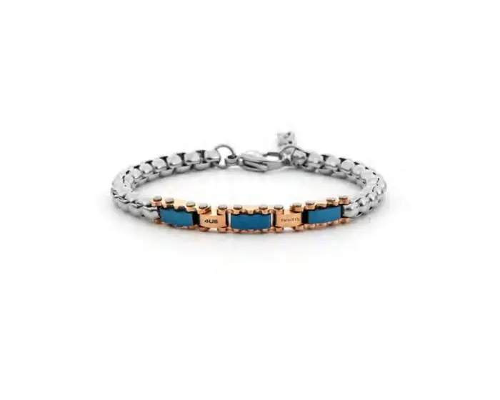 4US Cesare Paciotti Bracciale Uomo Acciaio Rosè Blu