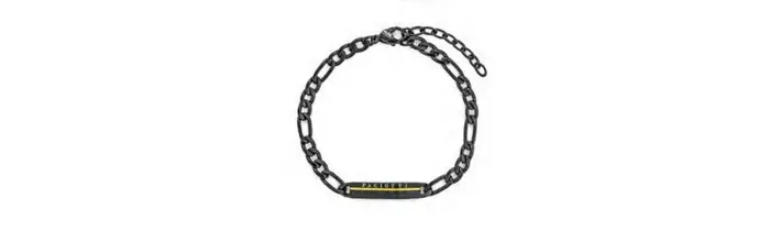 4US Cesare Paciotti Bracciale Uomo Acciaio Nero Targhetta Pvd