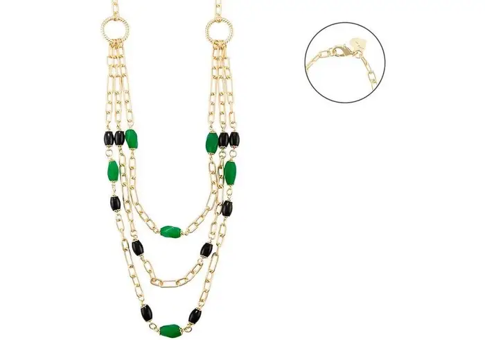 4US Cesare Paciotti Collana Onice E Giada Verde - Collana