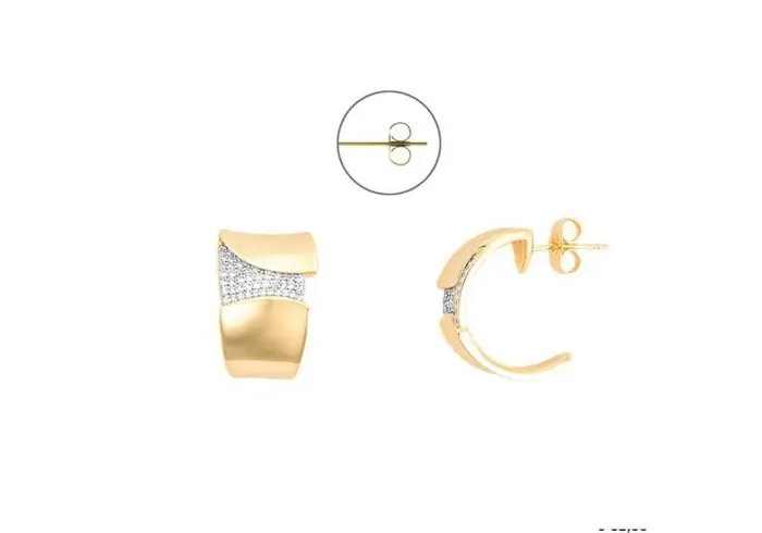 4US Cesare Paciotti Orecchino Donna Semicerchio Ottone Oro Zirconi