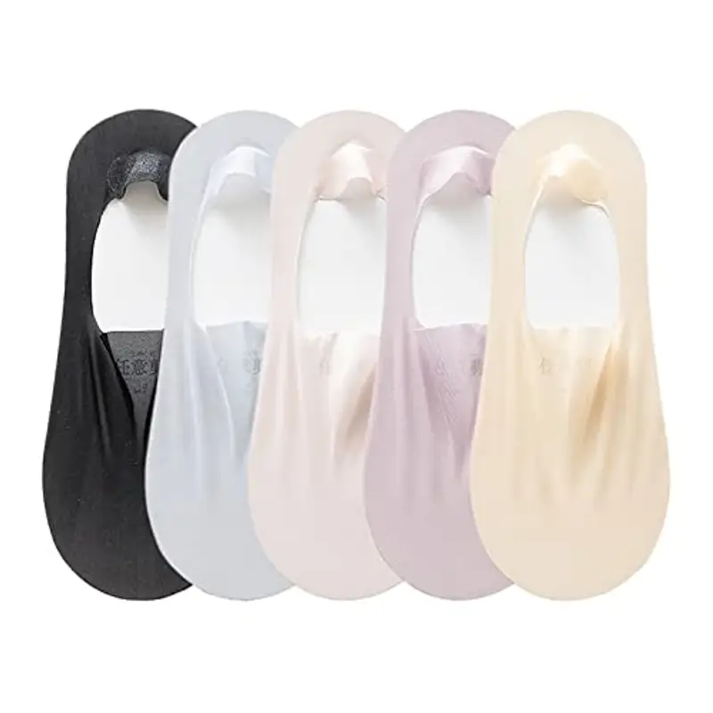 Sobeta 5 Paia di Calzini Traspiranti in Seta di Ghiaccio Invisibili, Calzini di Seta di Ghiaccio Antiscivolo, Calzini per Donne e Ragazze