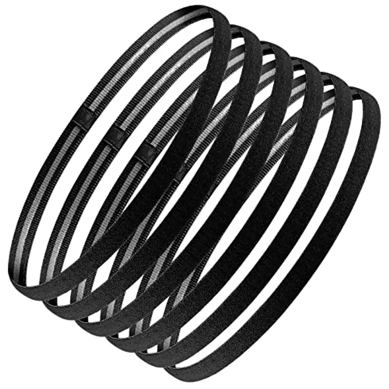 Hemiks 6 Pezzi Sportiva Fascia Capelli Nera, Fasce Sottile Antiscivolo, Elastico Capelli Uomo e Donna per Sport Yoga Calcio Basket Jogging