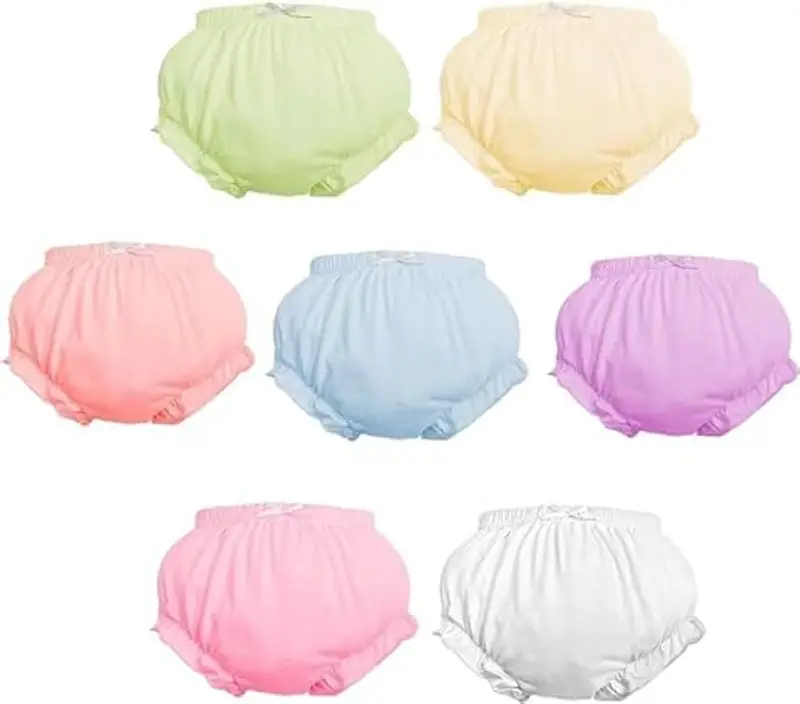 Baby Amabc Set 7 Mutandine Cotone Bambina con Volant Bloomer Pantaloncini