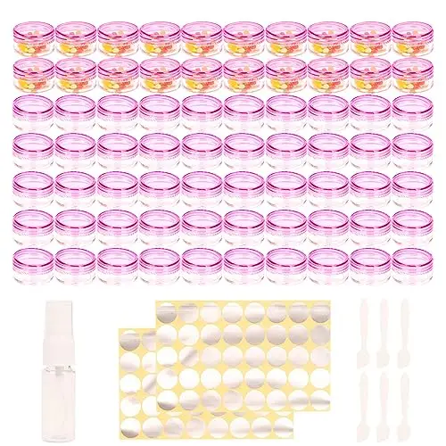 Sgehai 70 pezzi contenitore cosmetici 5 ml, barattolini plastica piccoli con tappo, contenitori piccoli per creme, contenitore