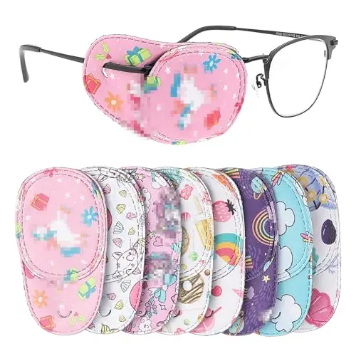 Lusofie 8 Pezzi Patch Occhi per Bambini Maschere per Gli Occhi Colorate per Bambini Eye Patch Sinistro e Destro Bende Oculari