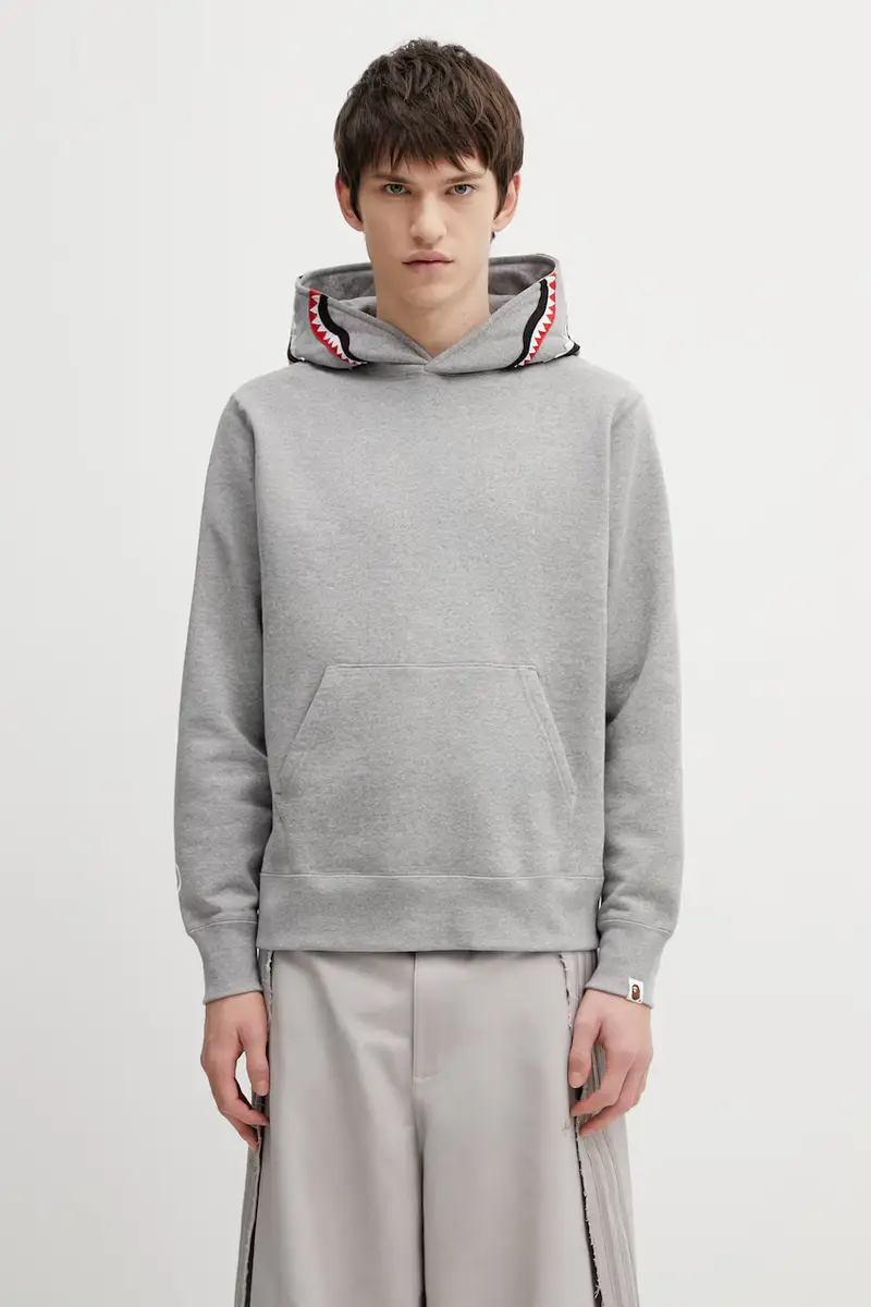 A Bathing Ape felpa in cotone Shark Grigio