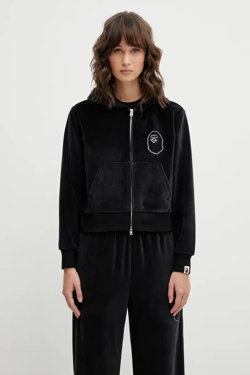 A Bathing Ape felpa in velluto Crystal Stone Ape Head Nero