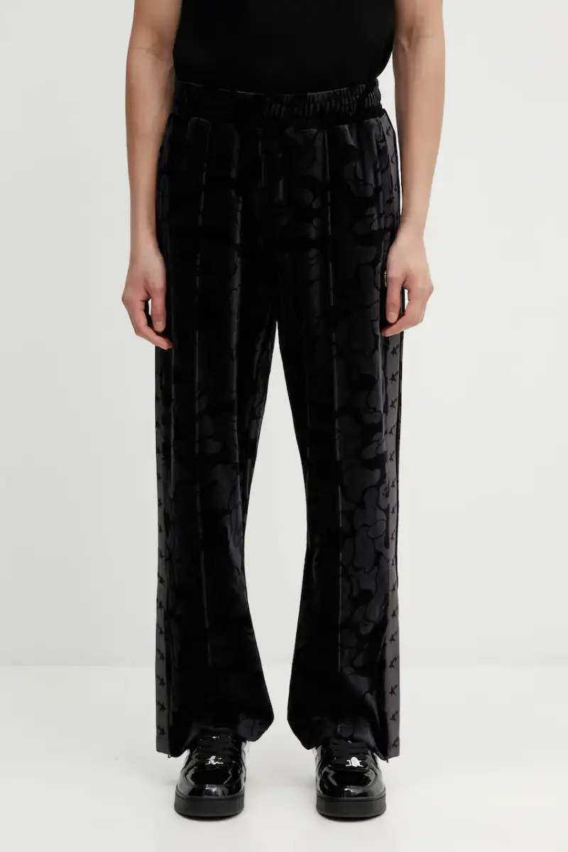 A Bathing Ape pantaloni da tuta in velluto Solid Camo Metal One Point Nero
