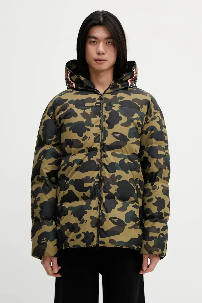 A Bathing Ape piumino 1st Camo Snowboard Sharkdown Verde