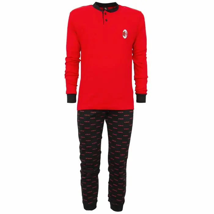 A C Milan Pigiama serafino toppe milan 1095 adulto prodotto ufficiale rosso nero