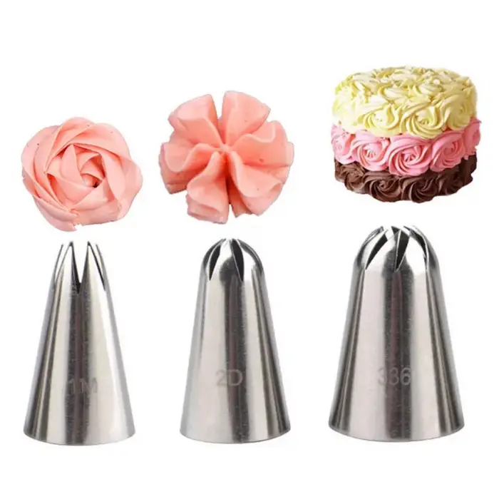 A Family Of Home Textiles 3 pz/set ugelli per pasticceria a forma di rosa, utensili per decorare torte, ugelli per glassa floreale, punte