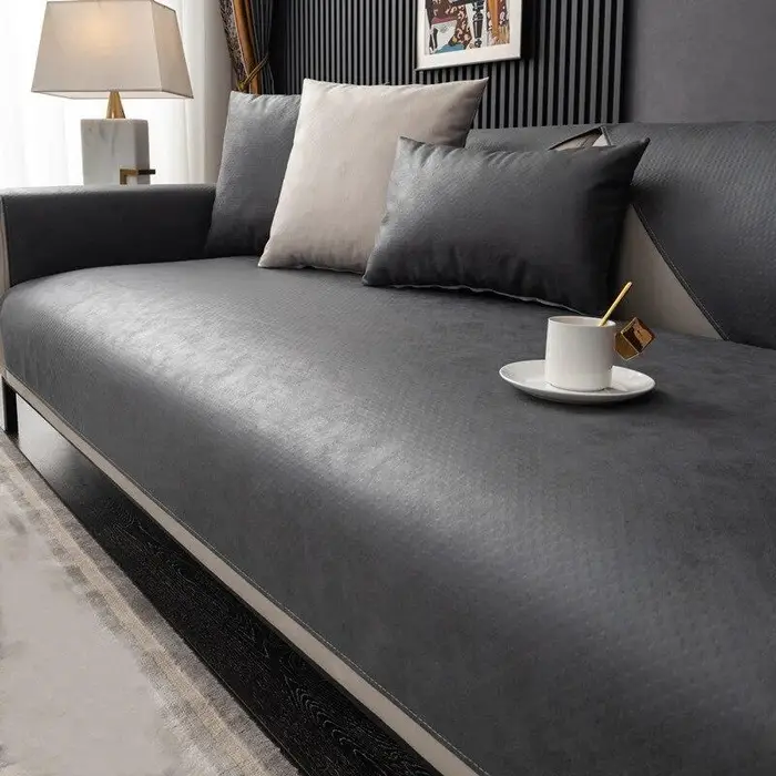 Tappetino Impermeabile per Divano Tinta Unita per Tutte le Stagioni Antiscivolo Soggiorno Non Attacca Lana A Prova di Graffi di Gatto Copridivano 70*70cm