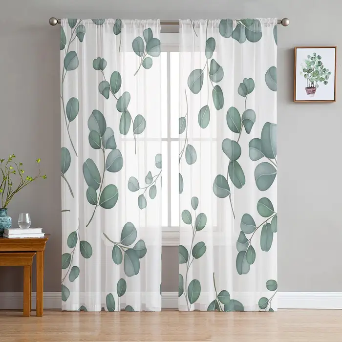A Family Of Home Textiles Tende Trasparenti Estive ad Acquerello con Foglie di Eucalipto per Soggiorno, Cucina, Camera da Letto dei