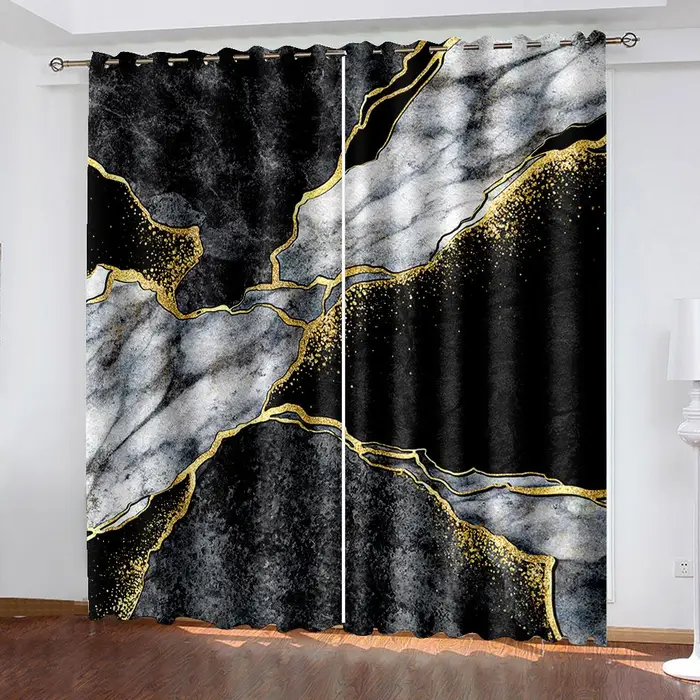 A Family Of Home Textiles Tessuto con Texture Marmo 3D Lussuoso Soggiorno Camera da Letto Decorazione Casa Tenda Parasole 2 Pezzi
