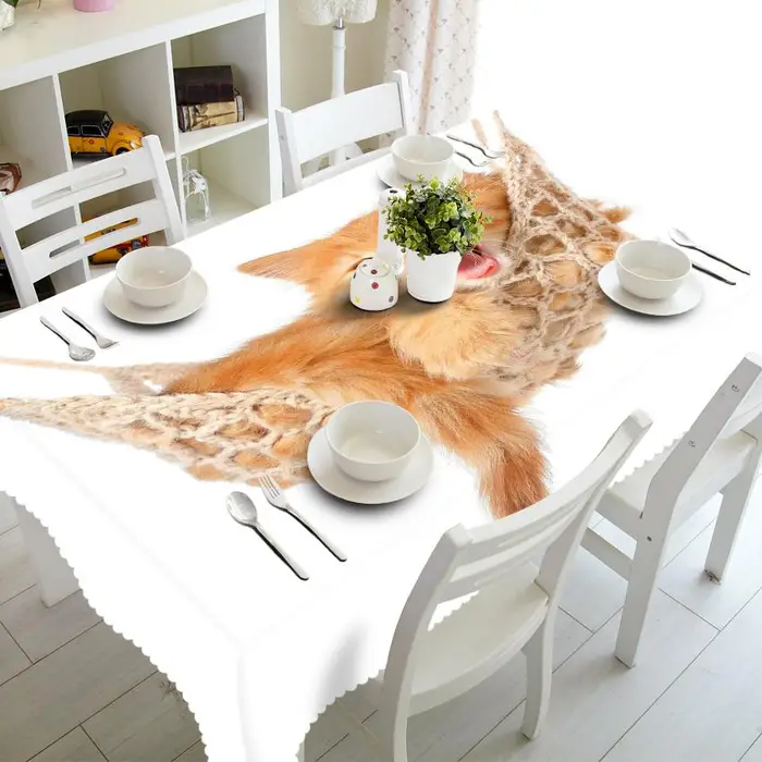 A Family Of Home Textiles Tovaglia con motivo a famiglia di gatti, motivo natalizio, impermeabile, spessa, rettangolare e rotonda, per