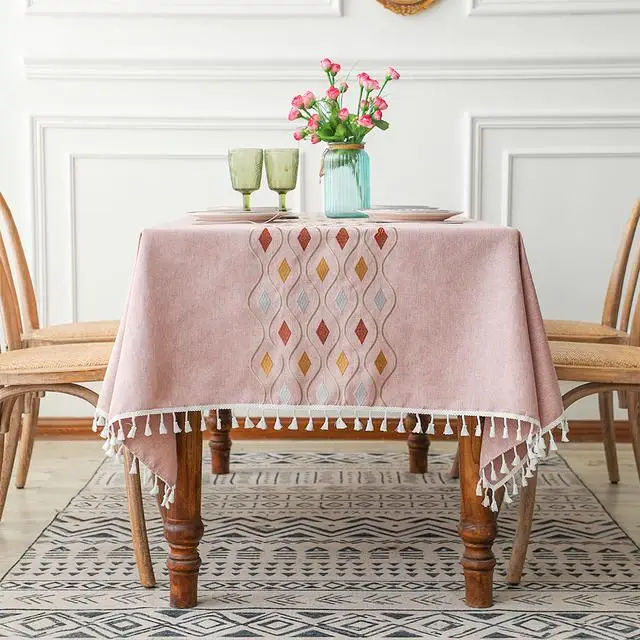A Family Of Home Textiles Tovaglia con nappe Eleganti tovaglie rettangolari Matrimonio Stile coreano Caffè Cotone Lino Copritavolo per