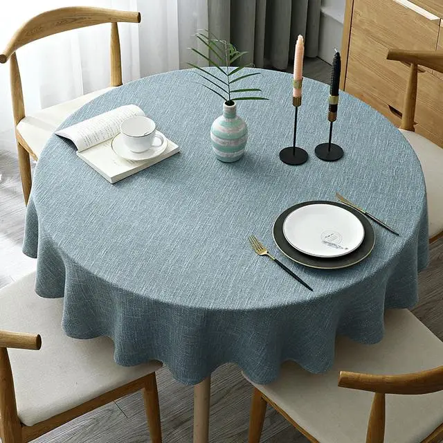 A Family Of Home Textiles Tovaglia rotonda grande in cotone e lino tinta unita per tavolo da pranzo 180cm