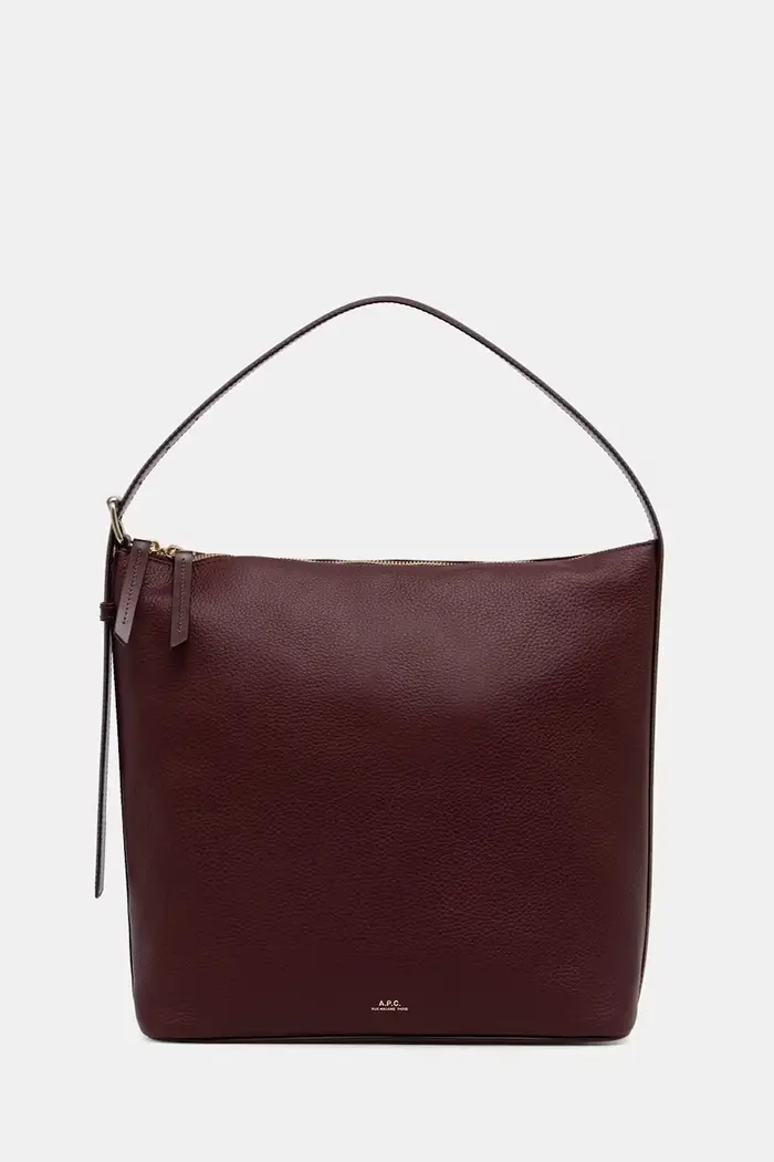 A P C borsa tote da donna in pelle sac vera Granata