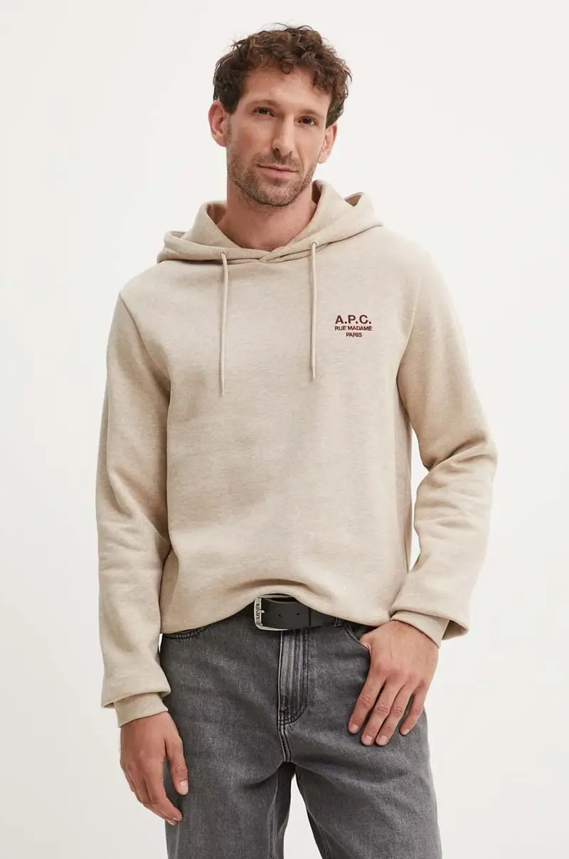 A.P.C felpa hoodie standard rue madame GOTS colore beige con cappuccio COHBV.M27914