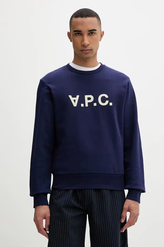A P C felpa in cotone con elastan Blu navy