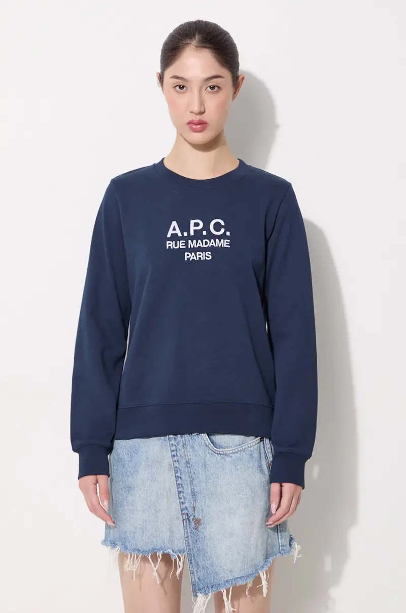 A.P.C felpa in cotone Sweat Tina donna Blu navy