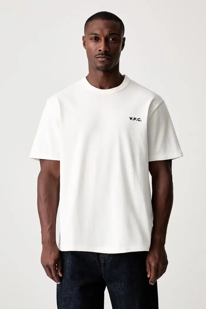 A P C t-shirt da uomo in cotone t-shirt boxy petit vpc Beige