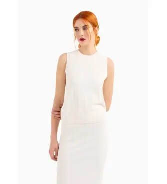 A|X Armani Exchange per donna 8NYH9AYMH6Z1130 Top in maglia bianca, Bianco, Casual, Viscosa, Senza maniche / cinghie