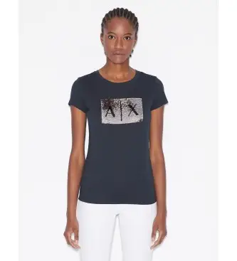 A|X Armani Exchange per donna 8NYTDLYJ73Z8534 Maglietta blu a maniche corte, Casual, Cotone, Manica corta, Navy